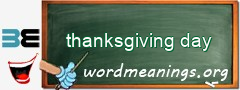 WordMeaning blackboard for thanksgiving day